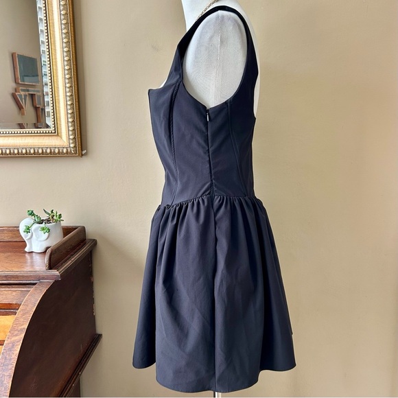 Zara Ruched Corset Dress Black Square Neck V-Waist Size L - Picture 6 of 15